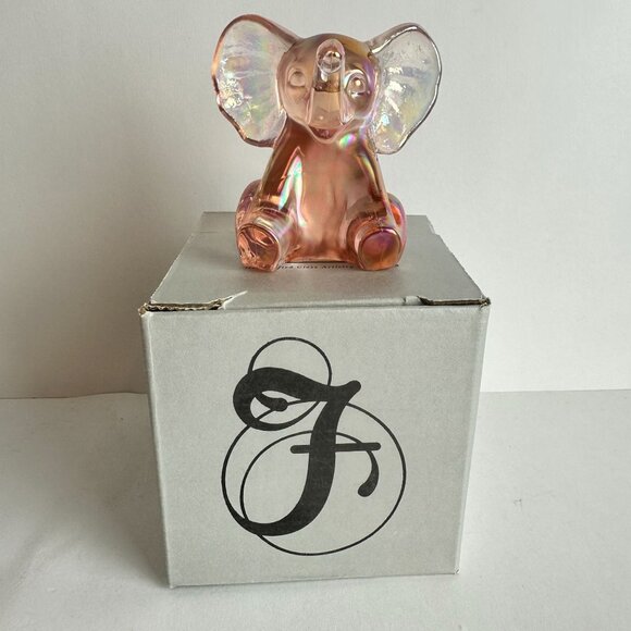 Fenton Iridescent Glass Elephant Sunset Satin Pink Figurine - Picture 1 of 7